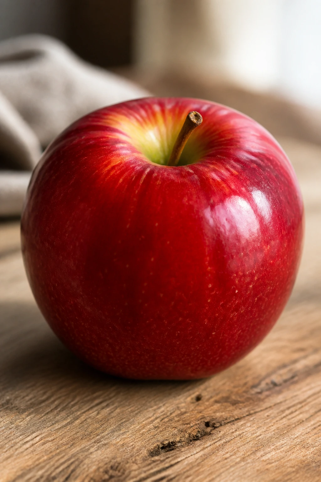 Is It Good To Eat Fruit Before & After A Workout? 6 Crisp red apple on a wooden surface.