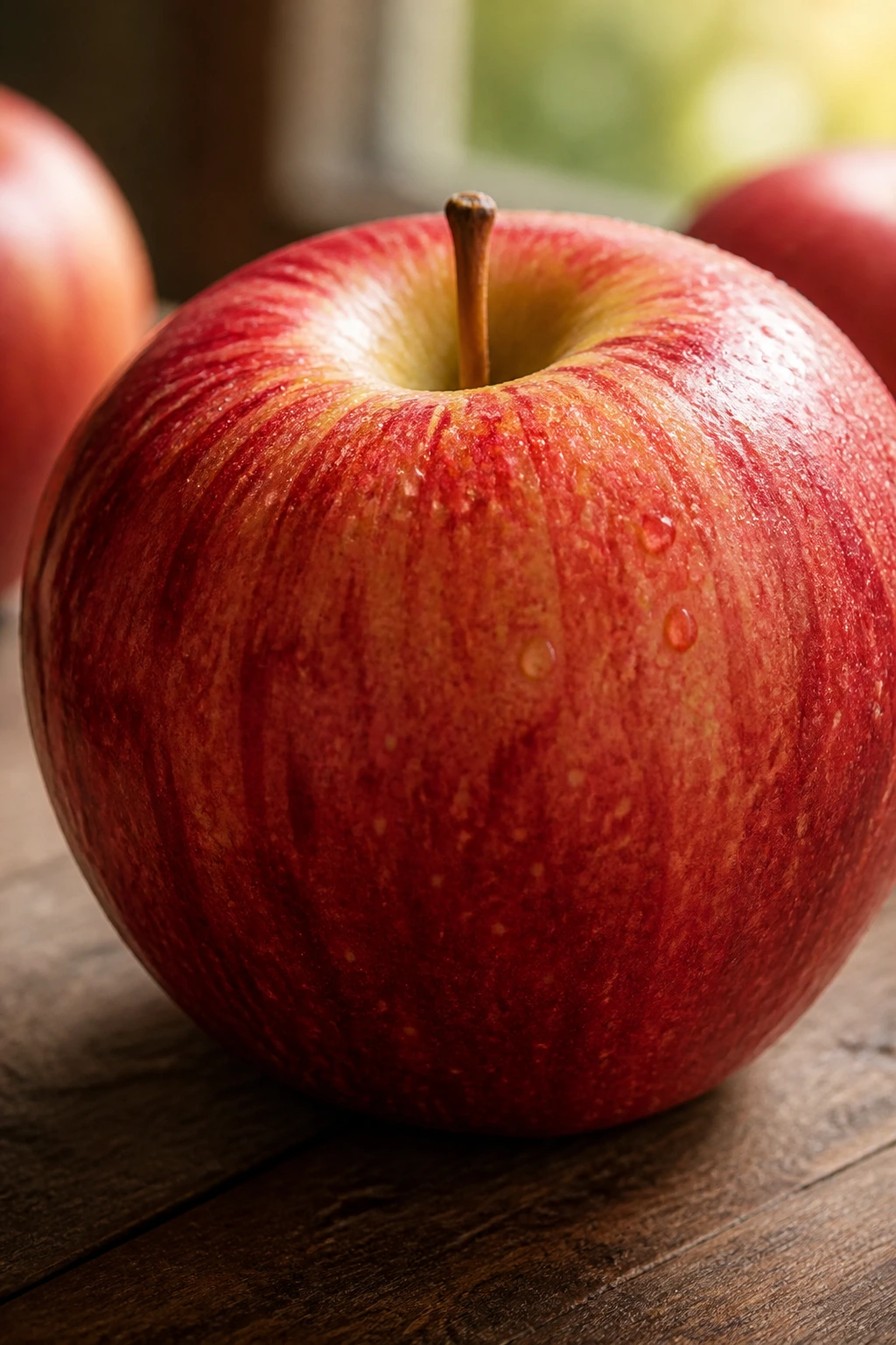 Close-up of a ripe apple filling the frame