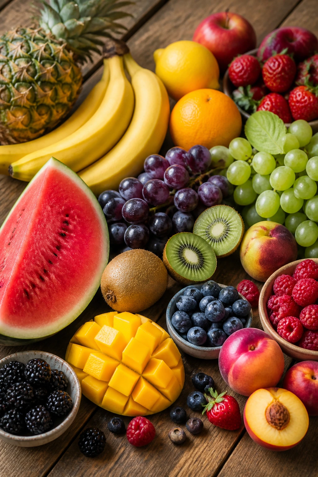 How Long Does Fruit Take To Digest? 3 Still life of assorted fresh fruits on wooden table