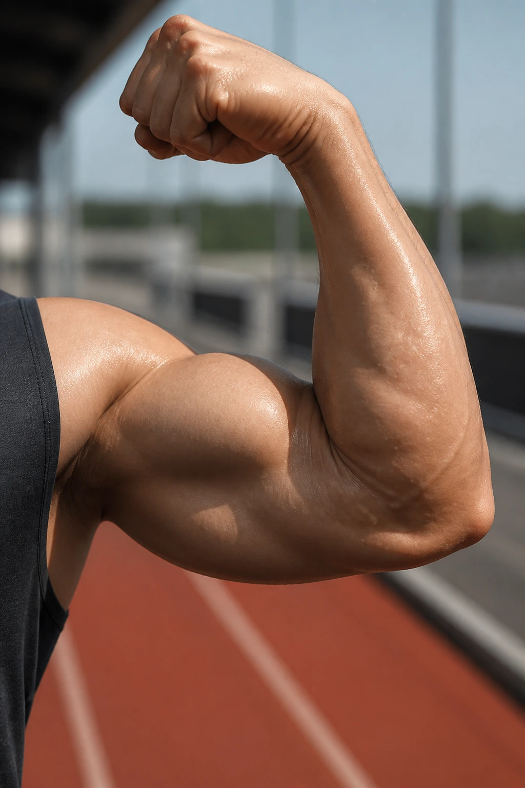 Close-up of a flexed forearm showing muscle detail, symbolizing boosted performance