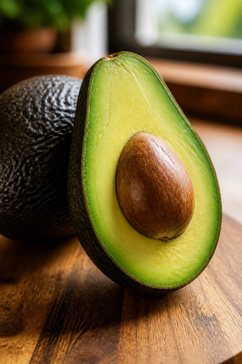 Is Avocado A Vegetable Or A Fruit? 2 Close-up of a single avocado on a wooden counter