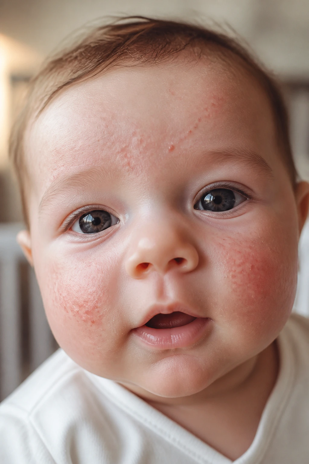 The Ultimate Guide to Using Coconut Oil for Baby Acne 1 Close-up of a baby’s face with tiny bumps indicating baby acne