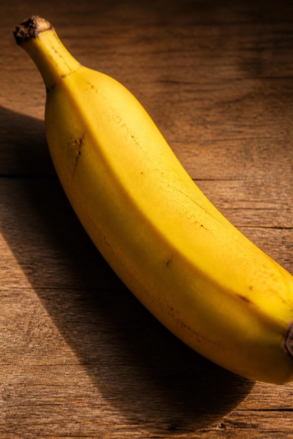Close-up of a banana with dramatic lighting.