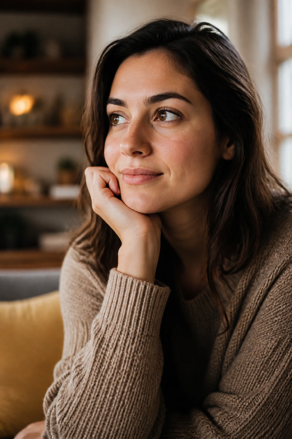 Real person in a cozy home setting, looking thoughtful about banana allergy.