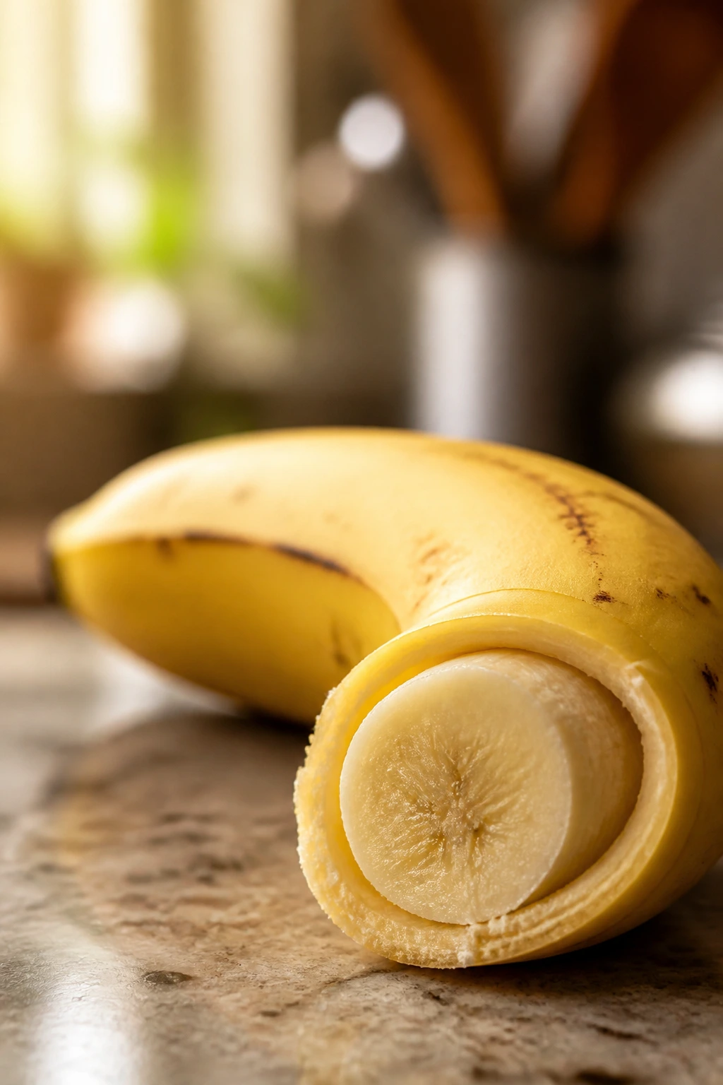 Banana ready to eat on a kitchen counter