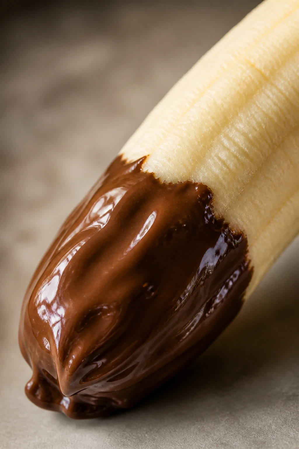 How to Pack a Banana for Your Lunch Box 14 Banana with chocolate-dipped end on neutral background