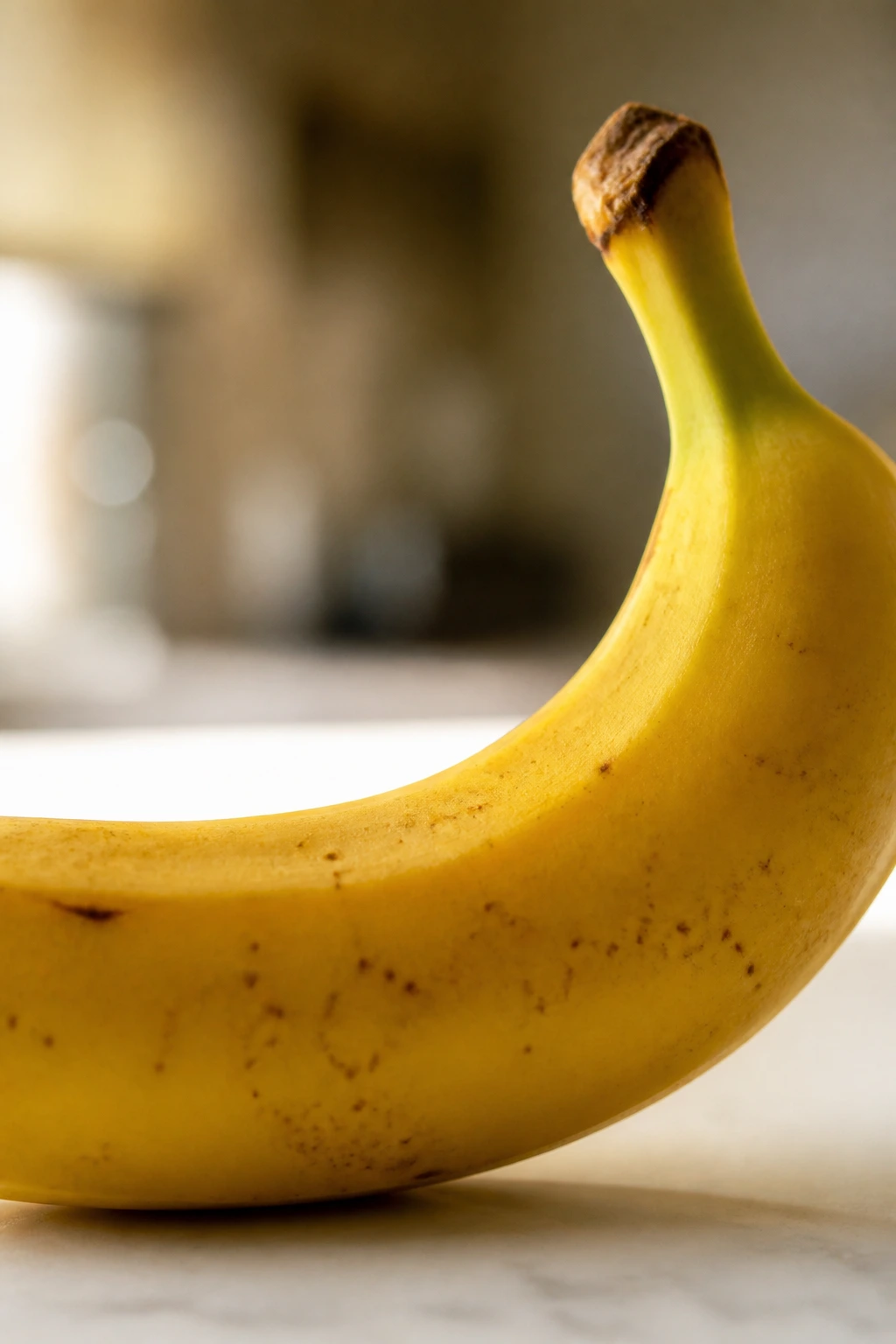 Is Banana Good or Bad for Your Heart? 3 Close-up of a single ripe banana in a kitchen
