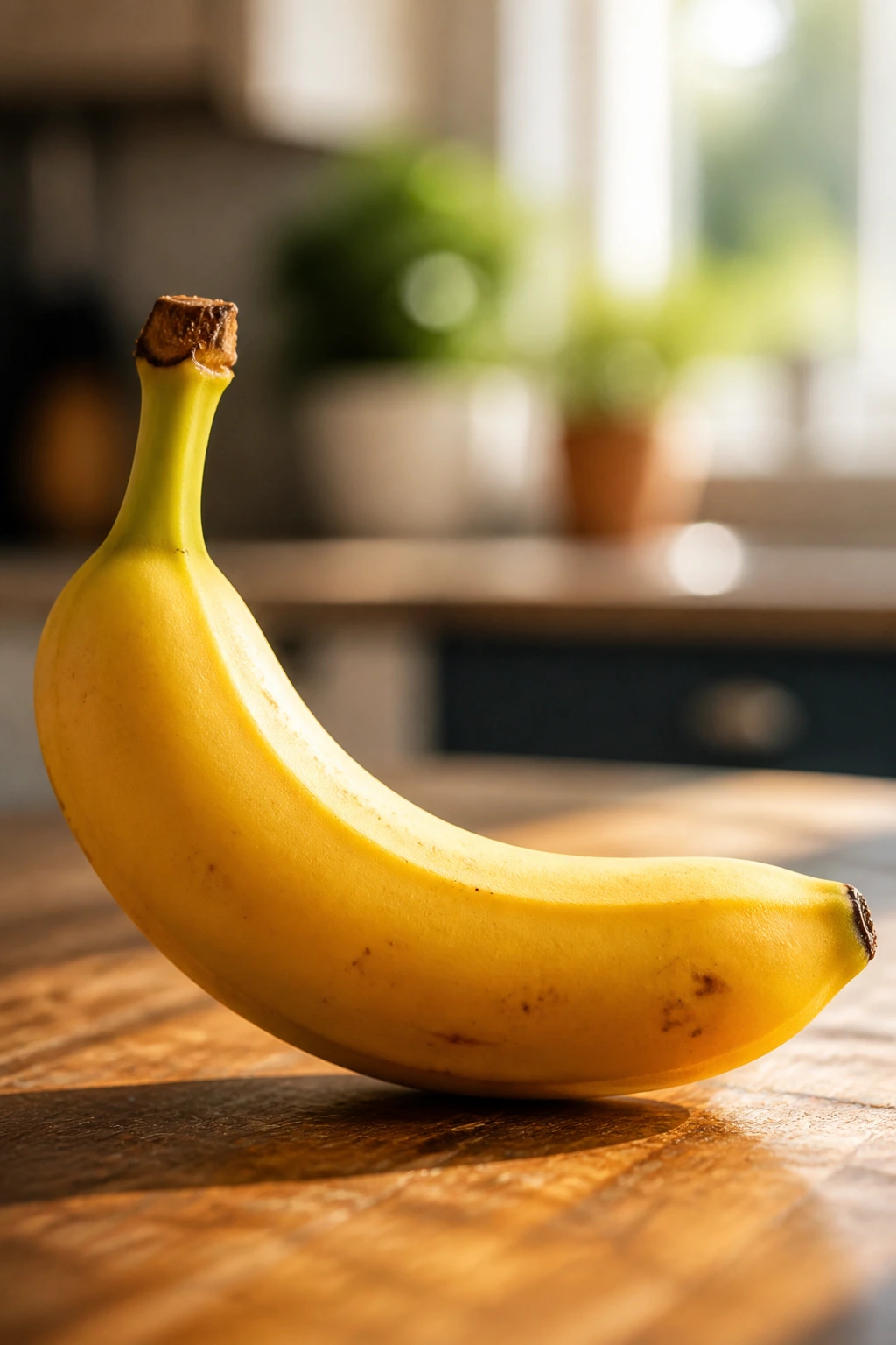 Are Bananas Good For Arthritis? Benefits, Effects & More 4 Single ripe banana on a wooden surface with warm morning light