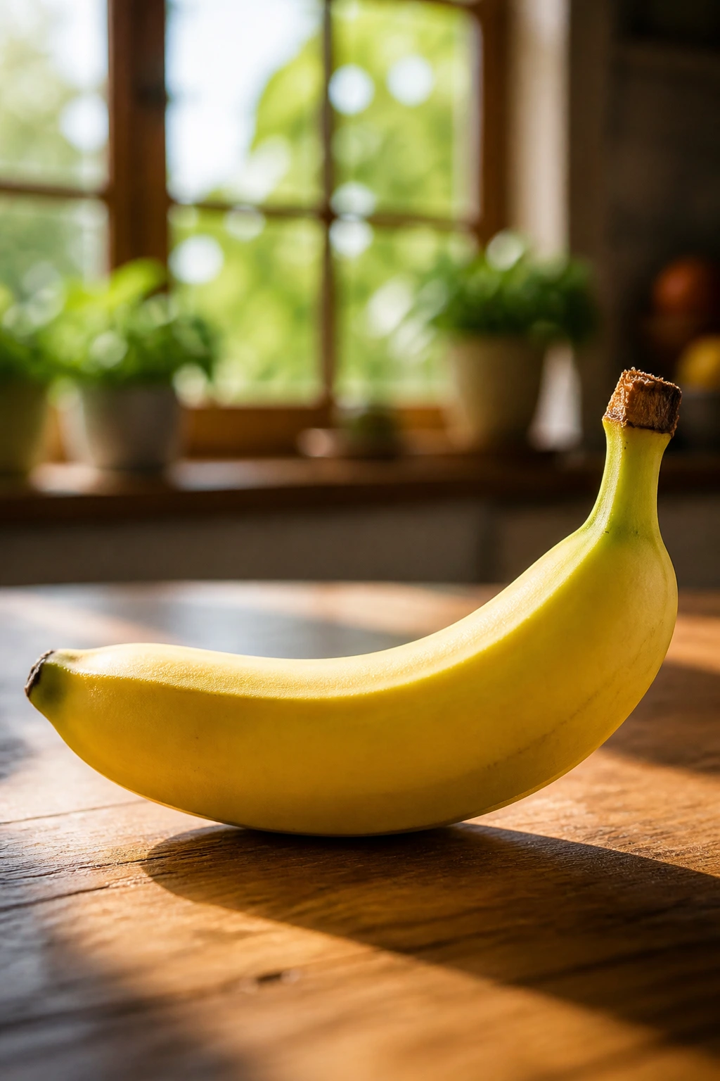 Why Are Bananas Yellow? How Do They Get Their Yellow Color? 5 Banana on wooden surface with sunlit background