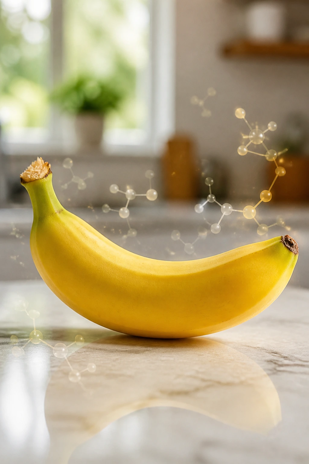 When Bananas Bite Back: Why Do Bananas Make My Stomach Hurt? 2 Close-up of a ripe banana in a bright kitchen suggesting FODMAPs concept