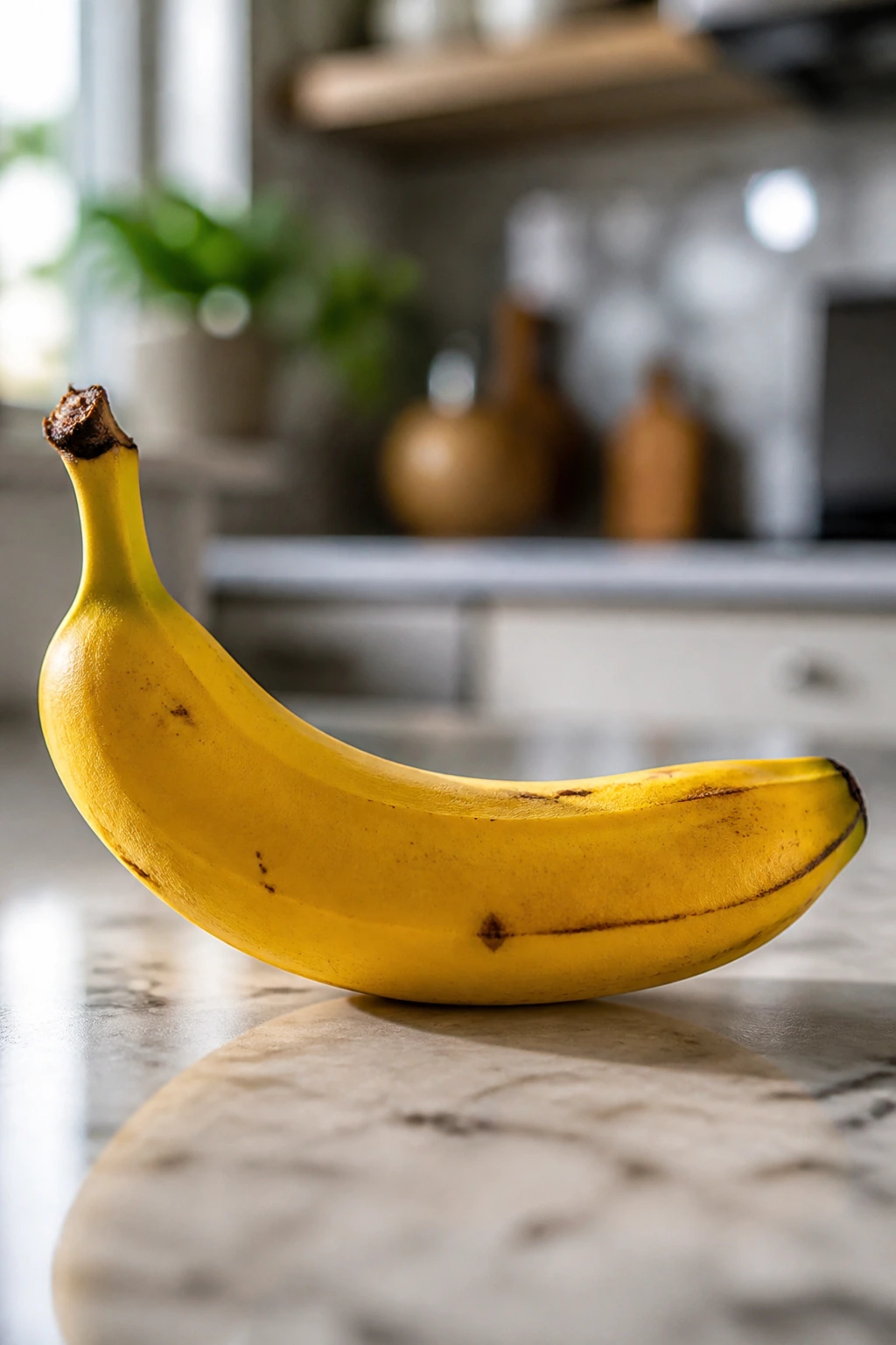 Bananas for UTI: Is Banana Good for UTI? Is It Safe To Eat? 2 Close-up of a ripe banana on a kitchen counter