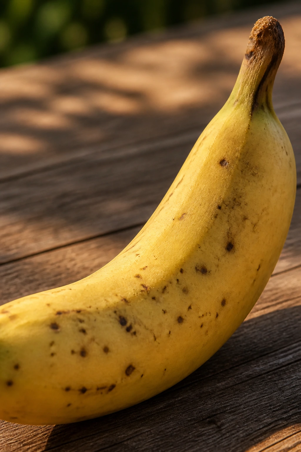 Why Are Bananas Bad For AB Blood Type? All You Need To Know 3 Close-up of a single banana on an outdoor wooden table