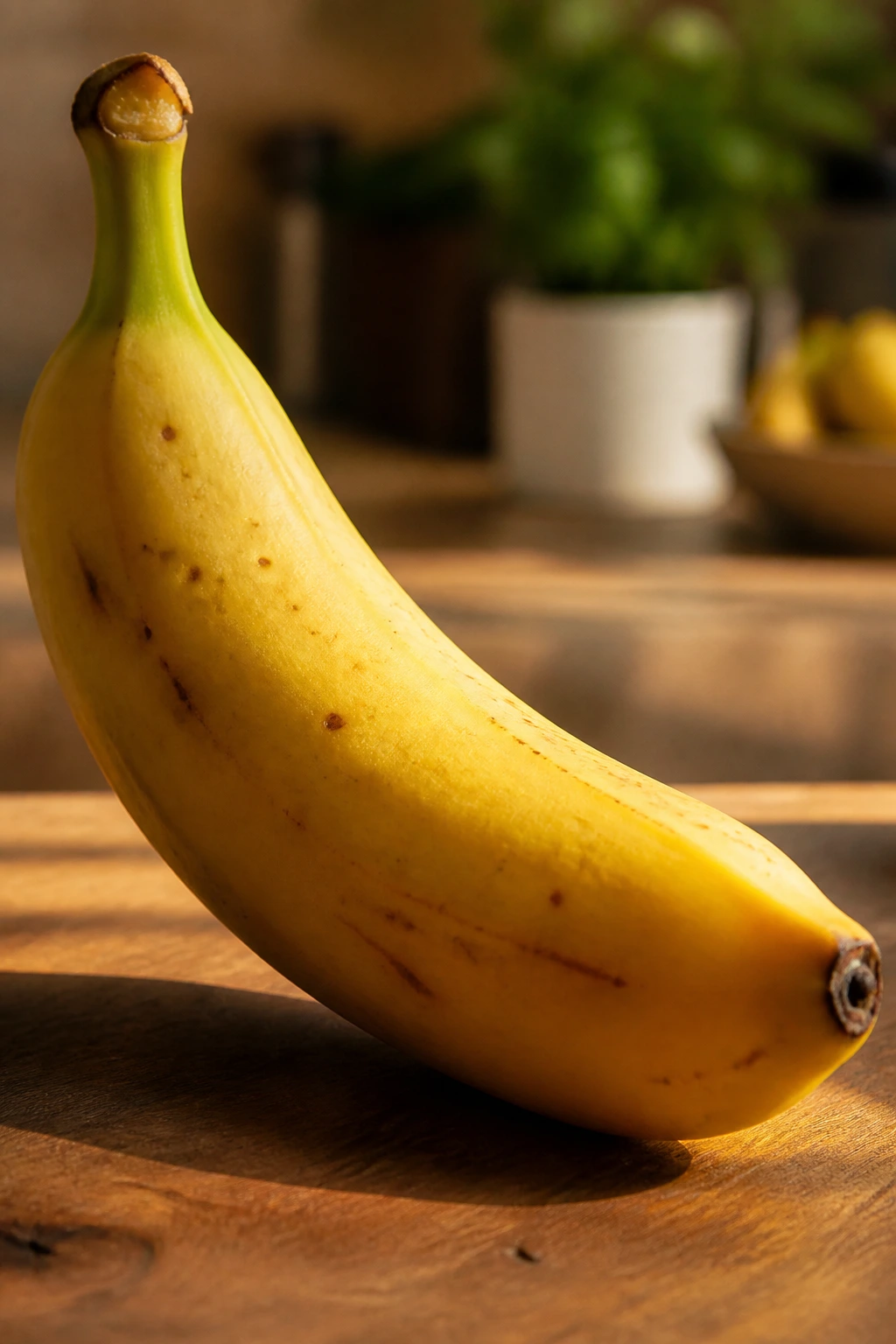 Gout Management: Are Bananas Good For Gout? 3 Close-up of a ripe banana on a wooden kitchen surface