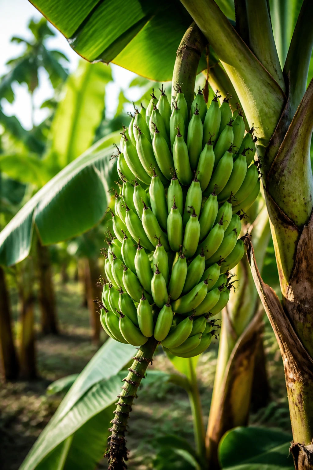 How Do Bananas Grow Without Seeds? All You Need To Know 3 Close-up of banana bunch on plant showing growth process