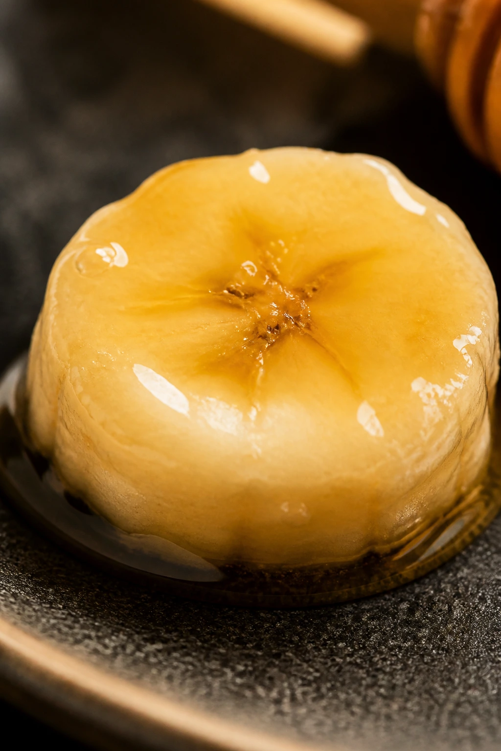 Banana slice with honey glaze