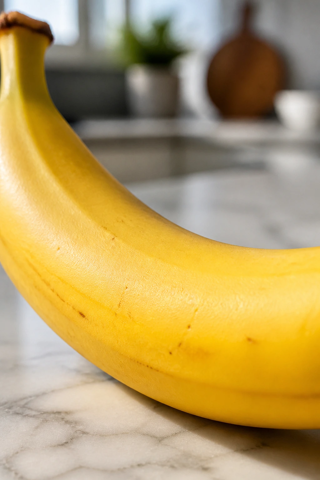 Thyroid-Friendly Fruit: Is Banana Good for Hyperthyroidism? 2 Close-up of a ripe banana on a kitchen counter.