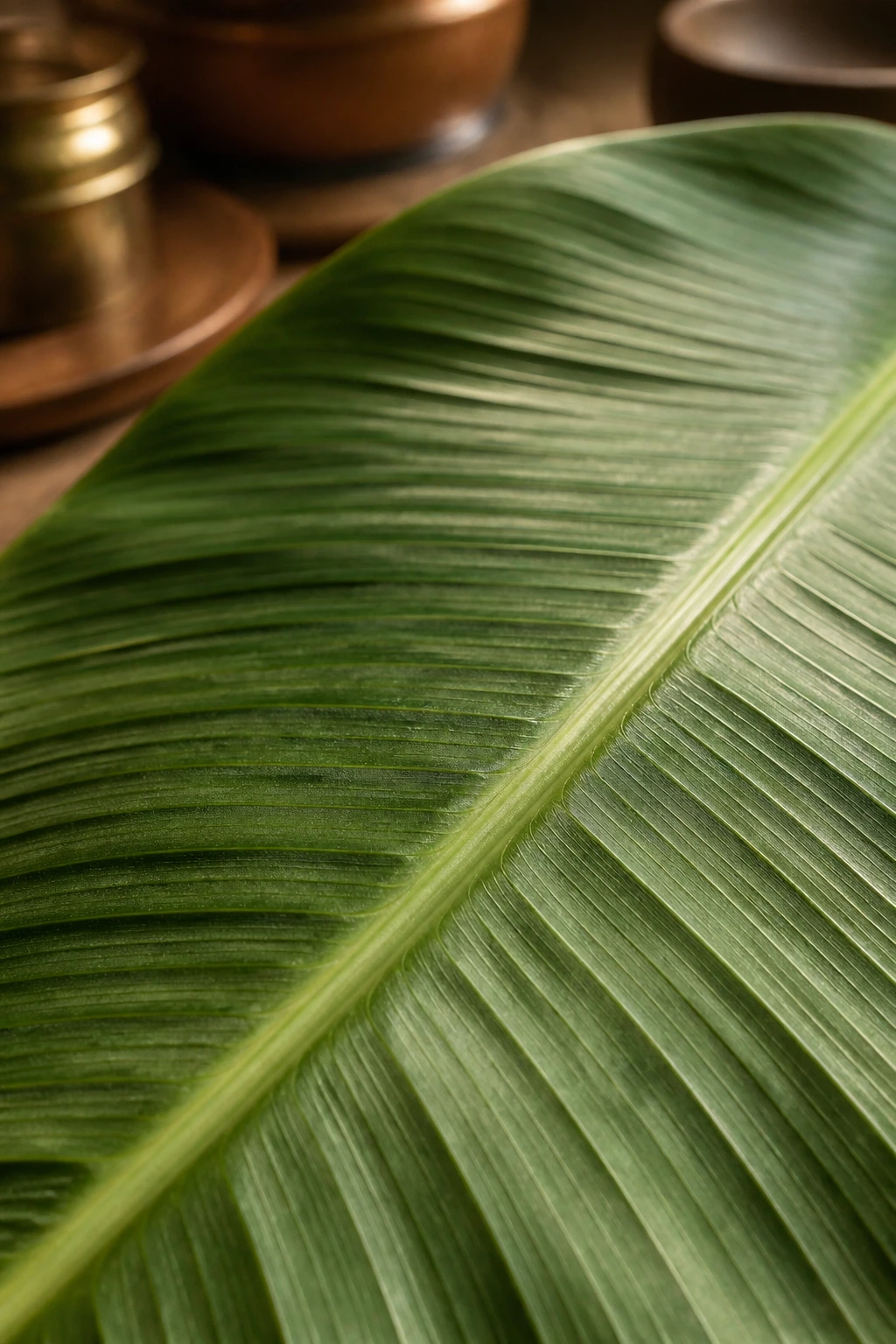 Macro shot of banana leaf fiber texture.