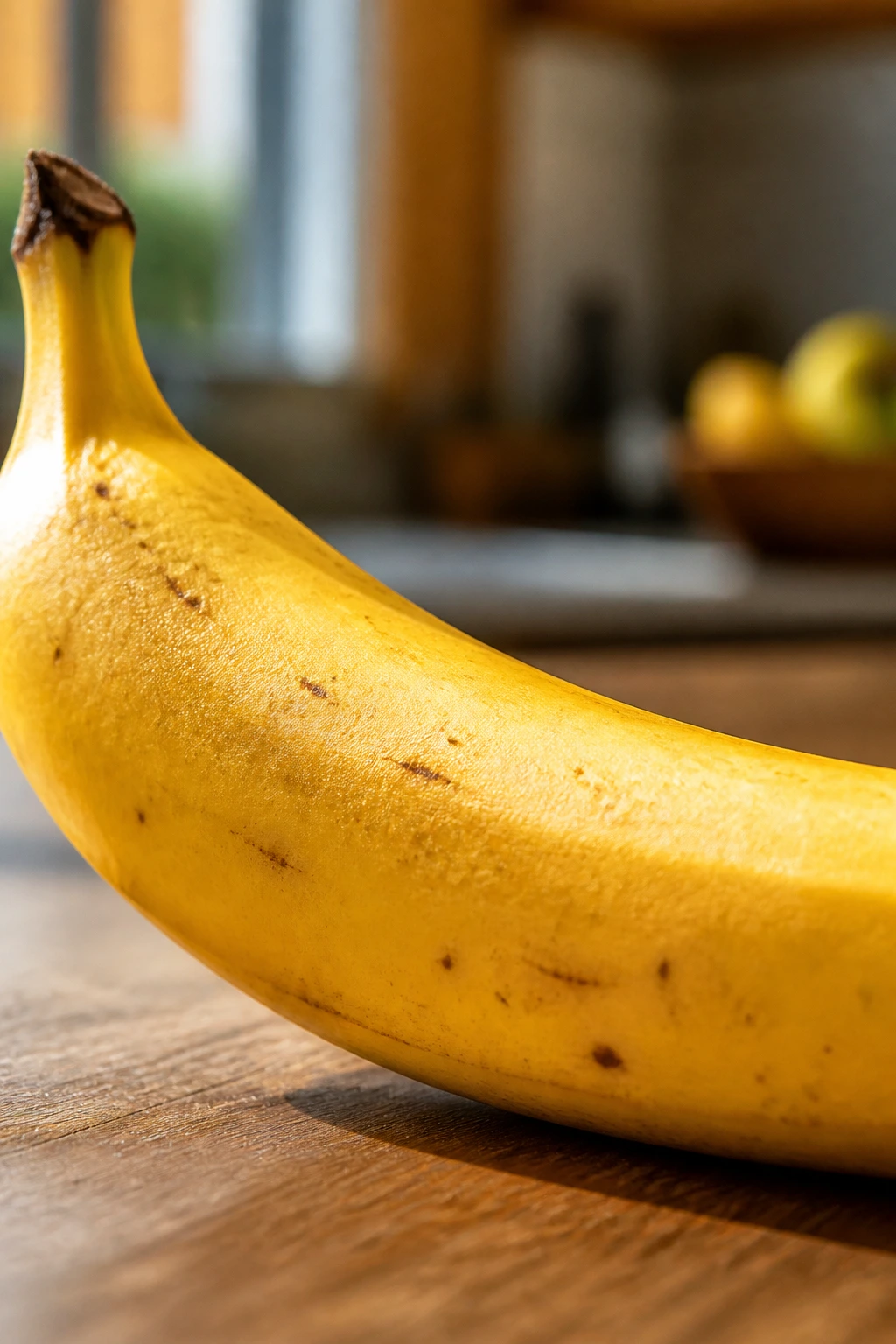 Are Bananas Good For AFib? Benefits, Effects & More 1 Close-up of a single ripe banana on a wooden counter with natural light