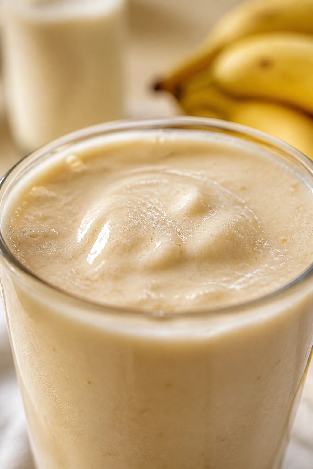 What Does Banana Milk Taste Like? 4 Macro close-up of the smooth creamy surface of banana milk
