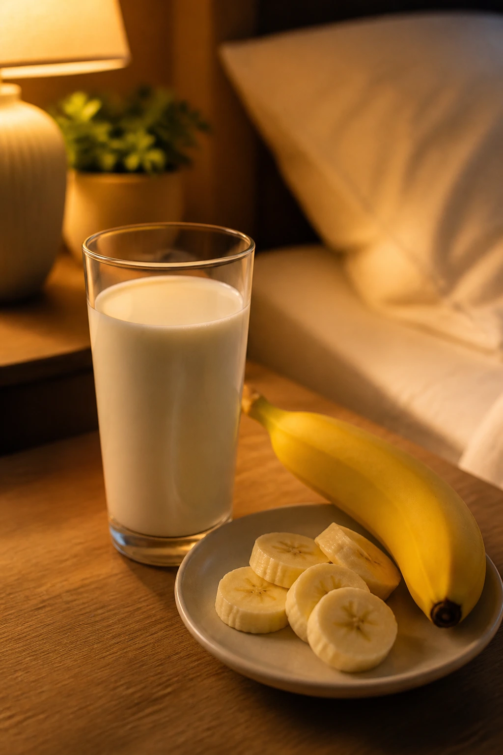 10 Health Benefits Of Eating Banana With Milk At Night 4 Close-up of banana with milk as a filling before-bed snack