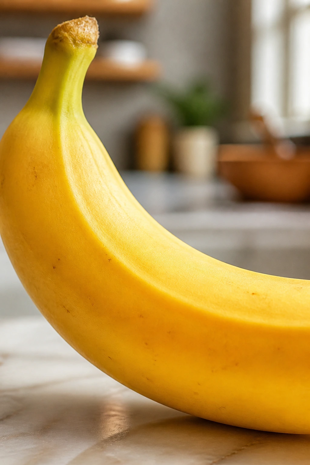 Building Stronger Bones: Are Bananas Good For Your Bones? 2 Close-up of a ripe banana against a neutral kitchen background