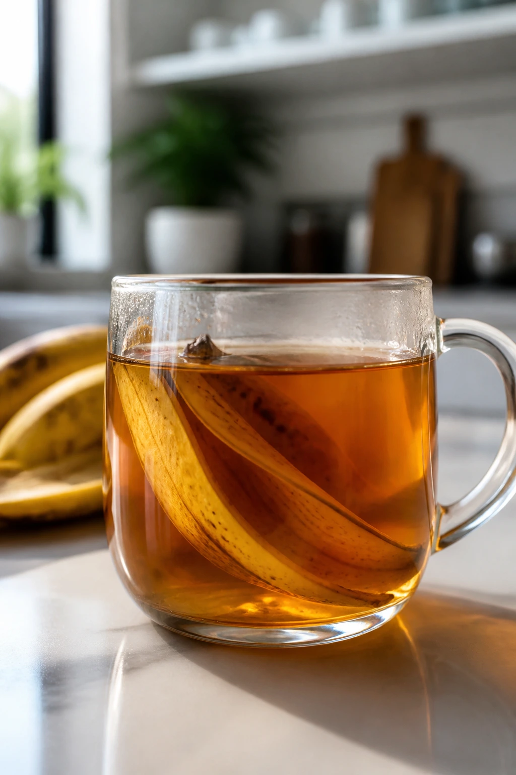 10 Amazing Health Benefits Of Banana Peel Tea 6 Close-up of banana peel tea cup suggesting detox from heavy metals
