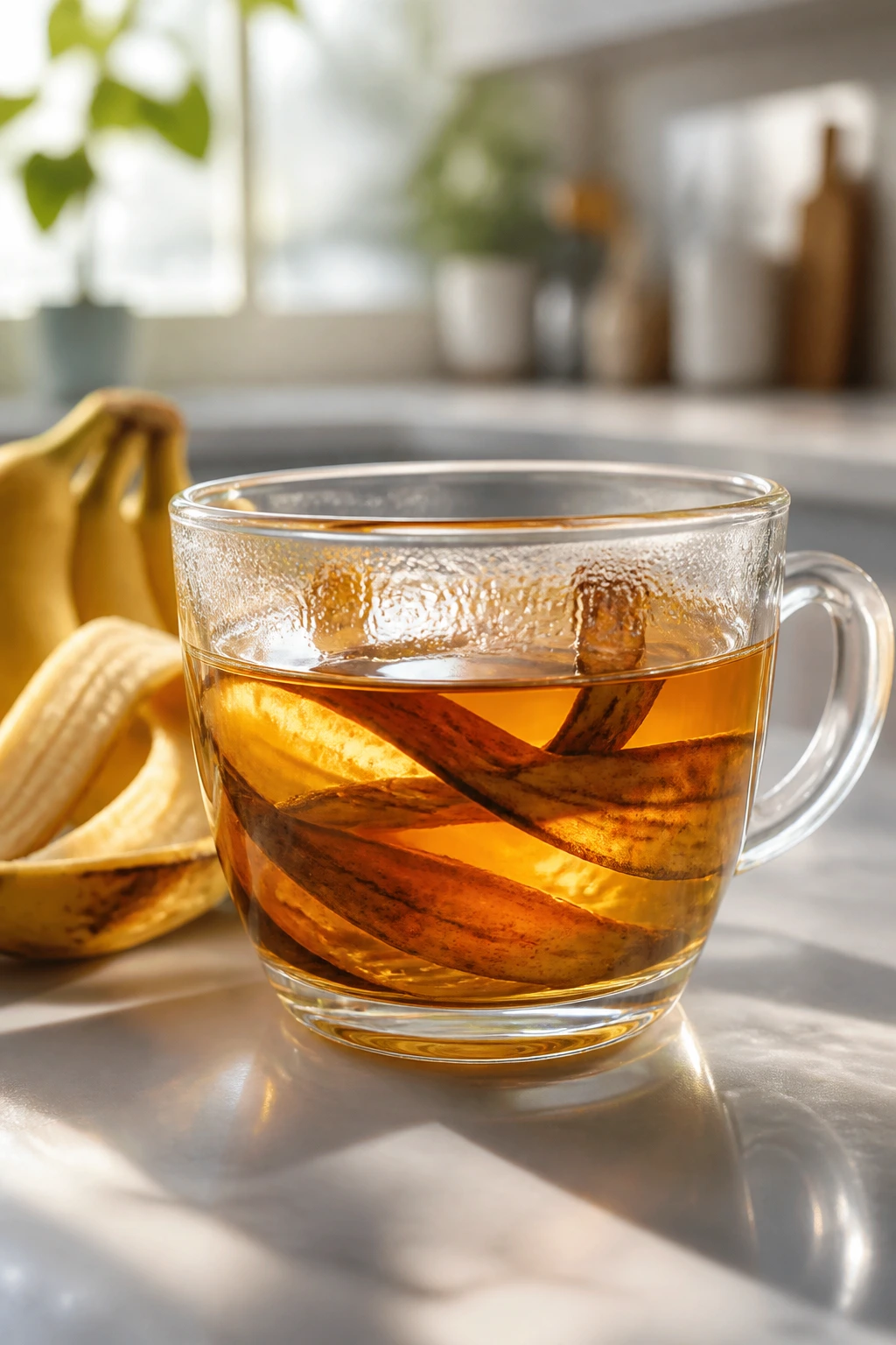 10 Amazing Health Benefits Of Banana Peel Tea 5 Close-up of banana peel tea cup highlighting minerals for bones