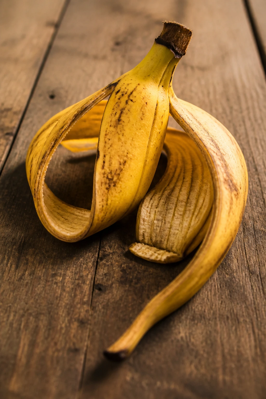 Are Banana Peels Biodegradable? Let's Find Out! 8 Banana peel on wooden surface highlighting texture