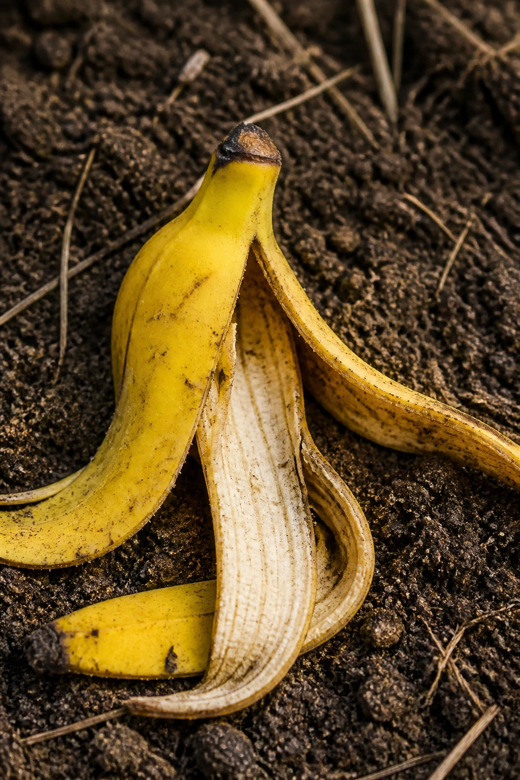 Are Banana Peels Biodegradable? Let's Find Out! 10 Banana peel on bare soil with clear texture