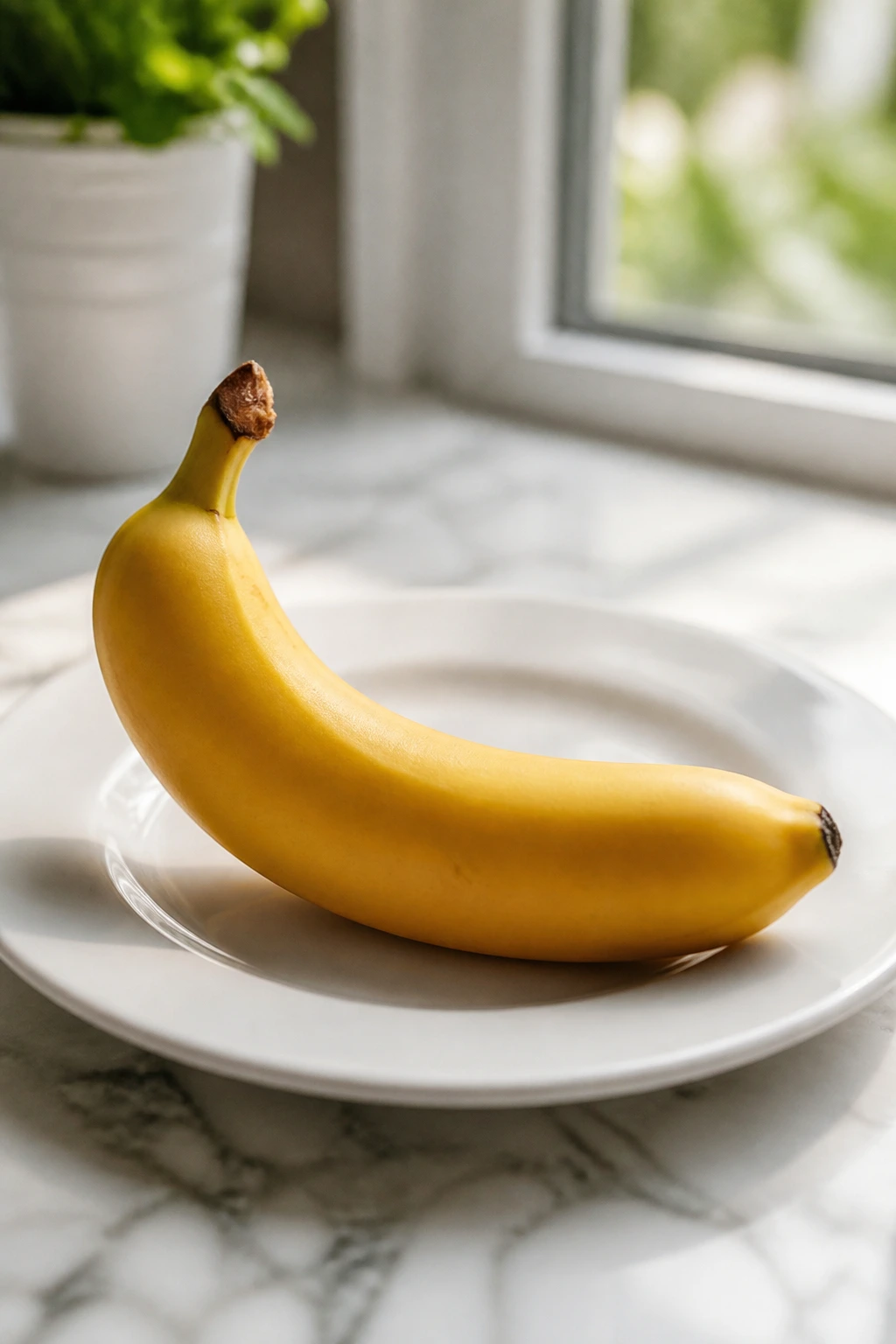 Bananas for UTI: Is Banana Good for UTI? Is It Safe To Eat? 4 Single ripe banana on a plate with natural light