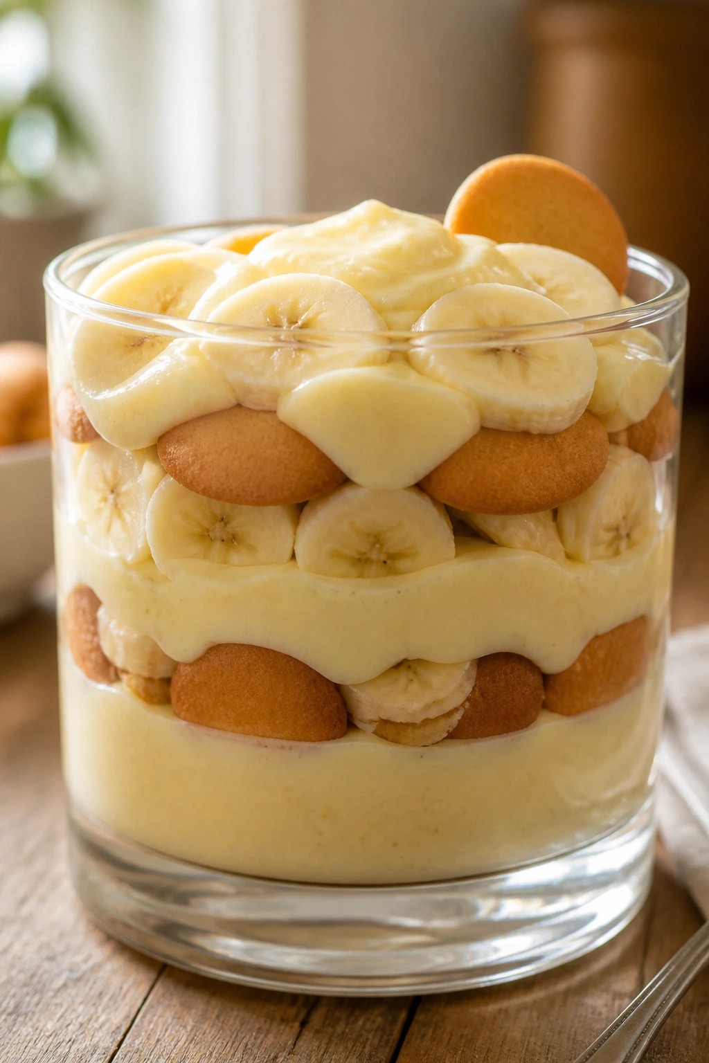 Is Banana Pudding Gluten-Free? Find Out Now! 2 Close-up of a banana pudding showing layers of custard, bananas, and wafers