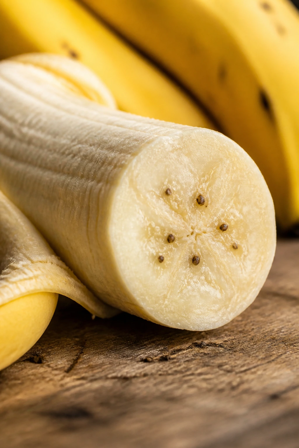 Why Are Bananas Berries? The Shocking Reasons 2 Macro close-up of peeled banana showing inner flesh and tiny seeds