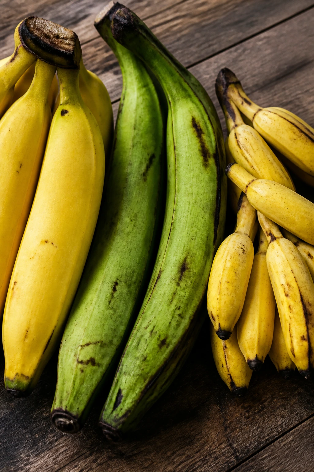Tropical Showdown: Mango Vs Banana - A Comparison 5 Close-up of banana varieties Cavendish Plantain Lady Finger filling frame
