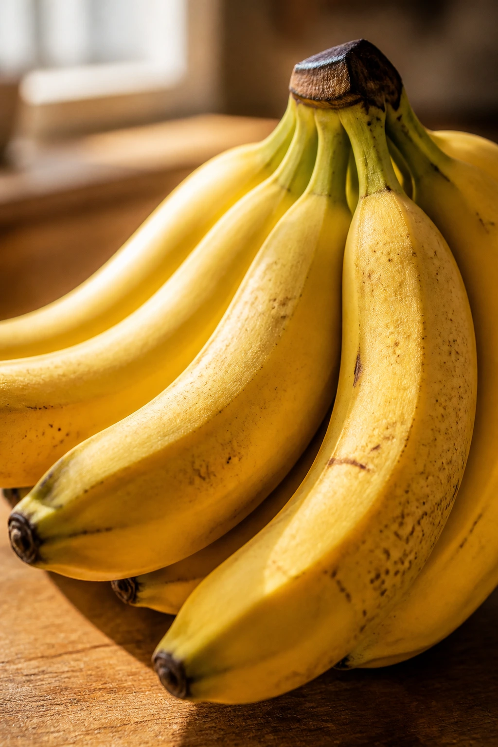 10 Surprising Benefits Of Bananas Sexually (Better In Bed) 7 Close-up of ripe bananas in a sunlit kitchen, bananas filling the frame
