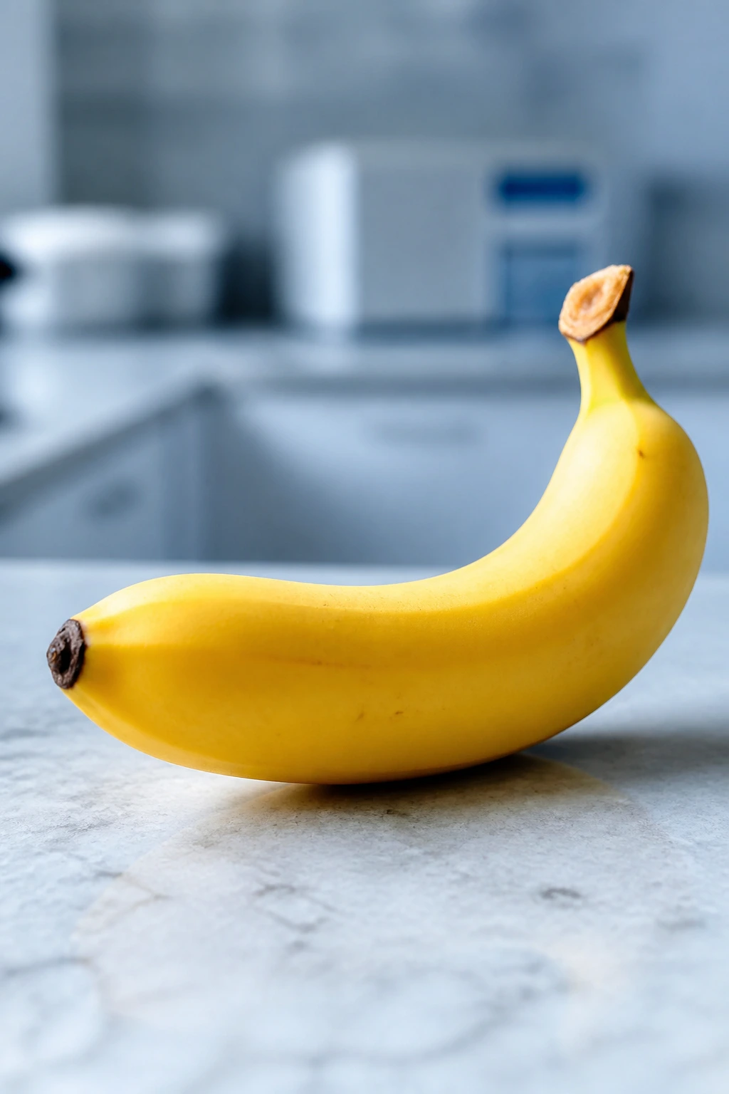 Are Bananas Good For Blood Clots? 2 Close-up banana on a counter with clinical background blur