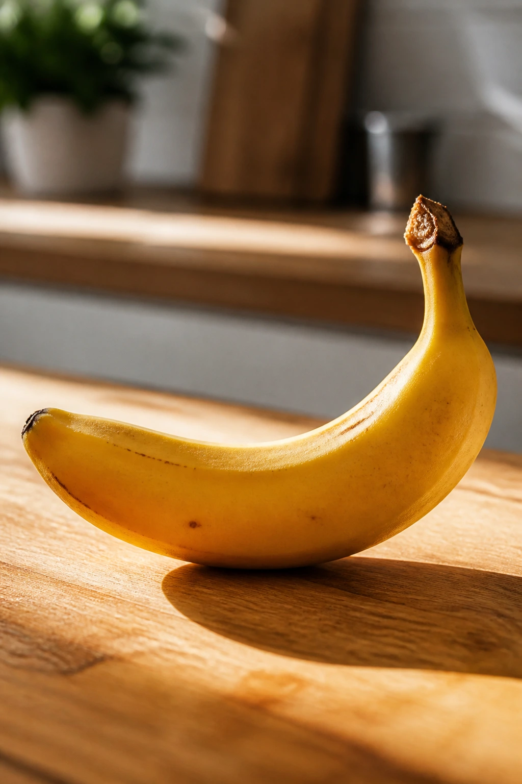 Are Bananas Good For Muscle Growth? What You Need to Know 6 Single ripe banana on a wooden kitchen counter