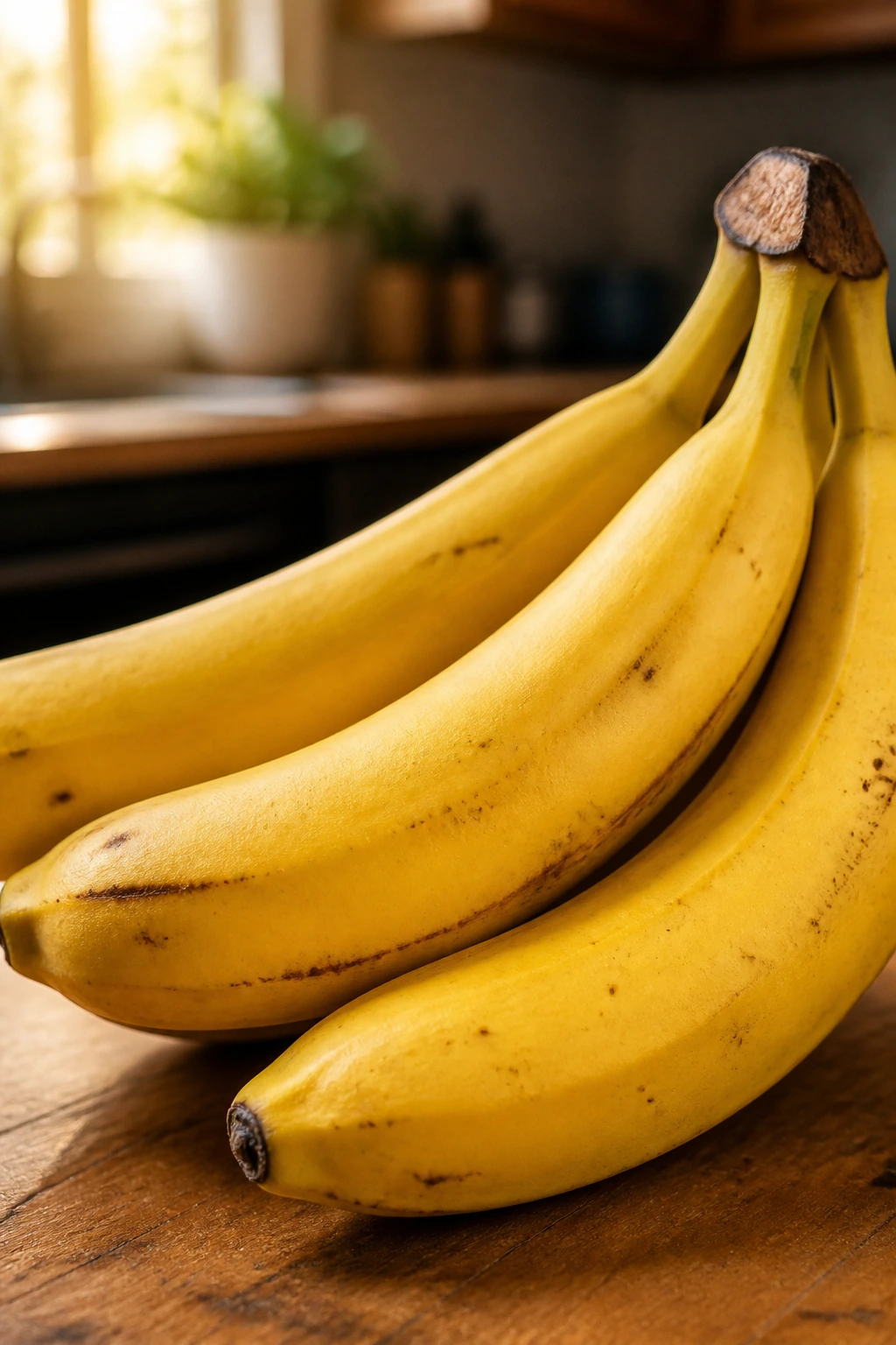 Thawing 101: How To Thaw Frozen Bananas Properly 1 Close-up of ripe bananas on a kitchen counter ready for freezing