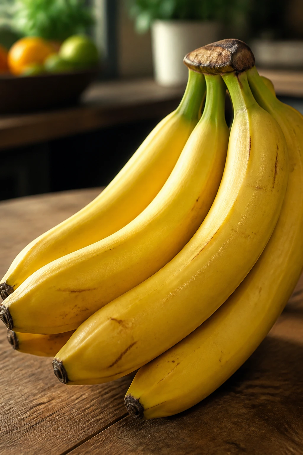 Bananas and Stature: Do Bananas Make You Taller? 8 Close-up of ripe bananas on a wooden surface