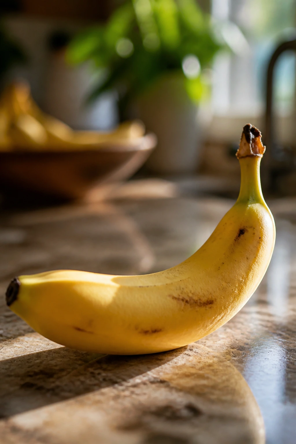 Bananas and Stature: Do Bananas Make You Taller? 10 Close-up of a ripe banana on a kitchen counter