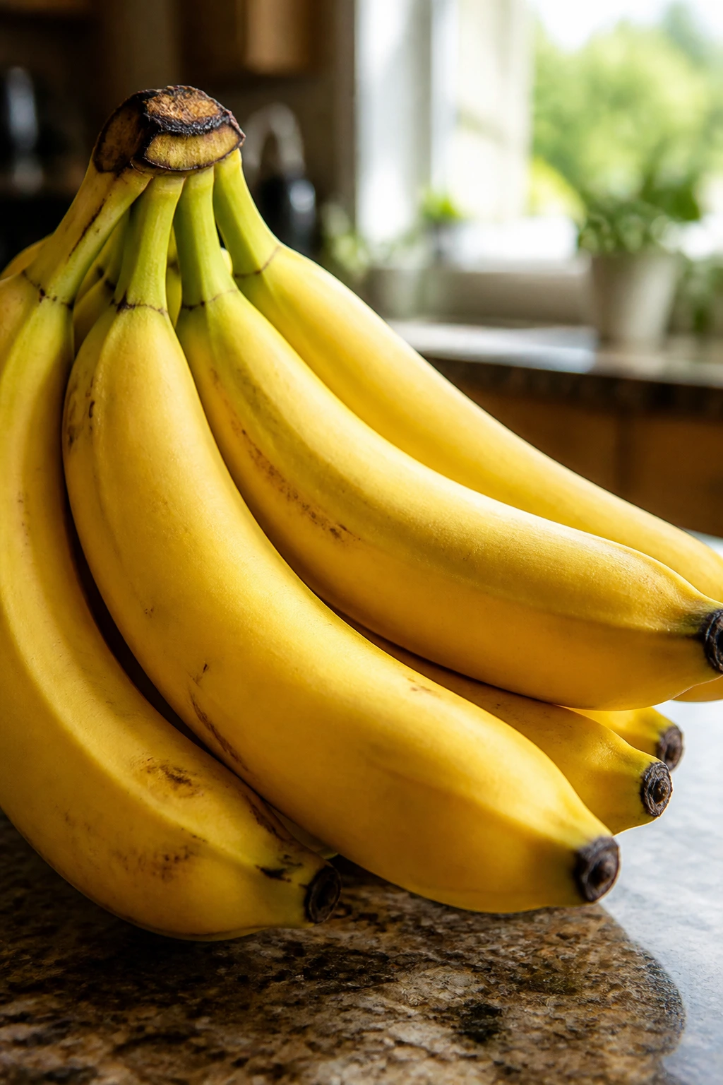 How to Pack a Banana for Your Lunch Box 5 Close-up of bananas filling the frame on a kitchen counter to show proper packing