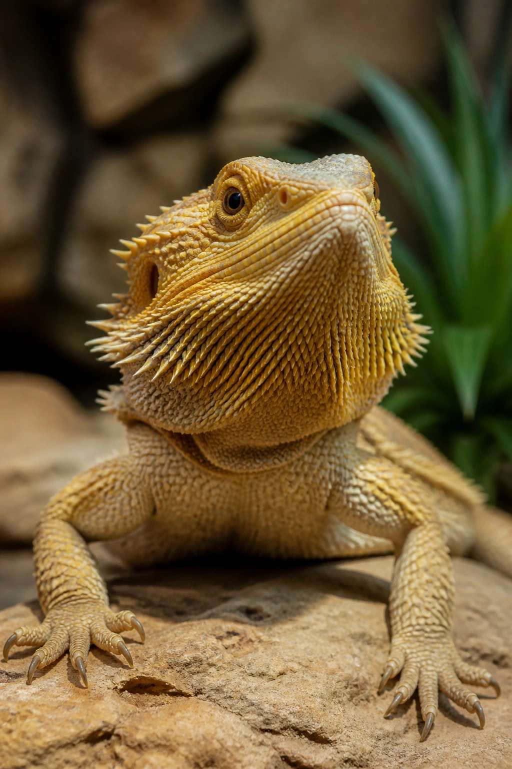 Can Bearded Dragons Eat Strawberries? All You Need to Know 7 Bearded dragon portrait in terrarium, conveying curiosity about diet