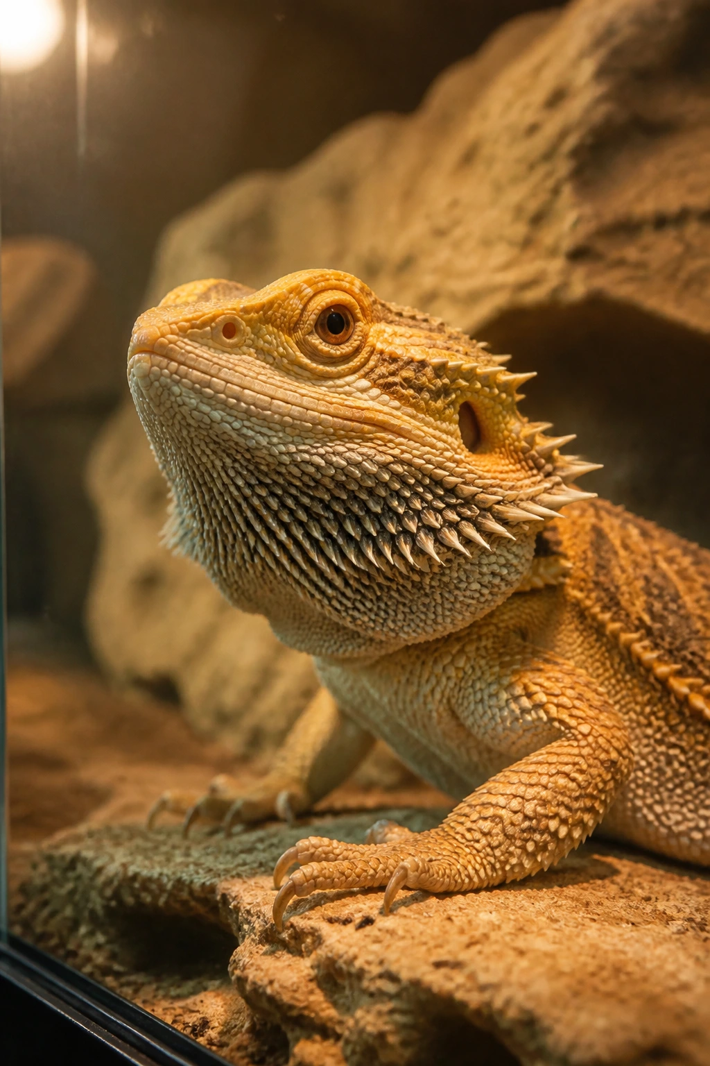 Can Bearded Dragons Eat Pears? Are They A Safe Choice? 14 Close-up portrait of a bearded dragon inside a terrarium