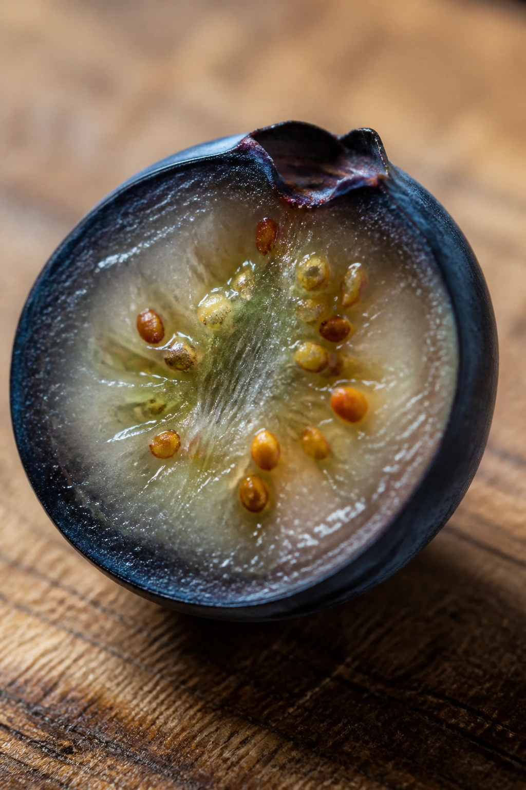 Why Are Bananas Berries? The Shocking Reasons 1 Close-up cross-section of a blueberry showing seeds inside and juicy flesh