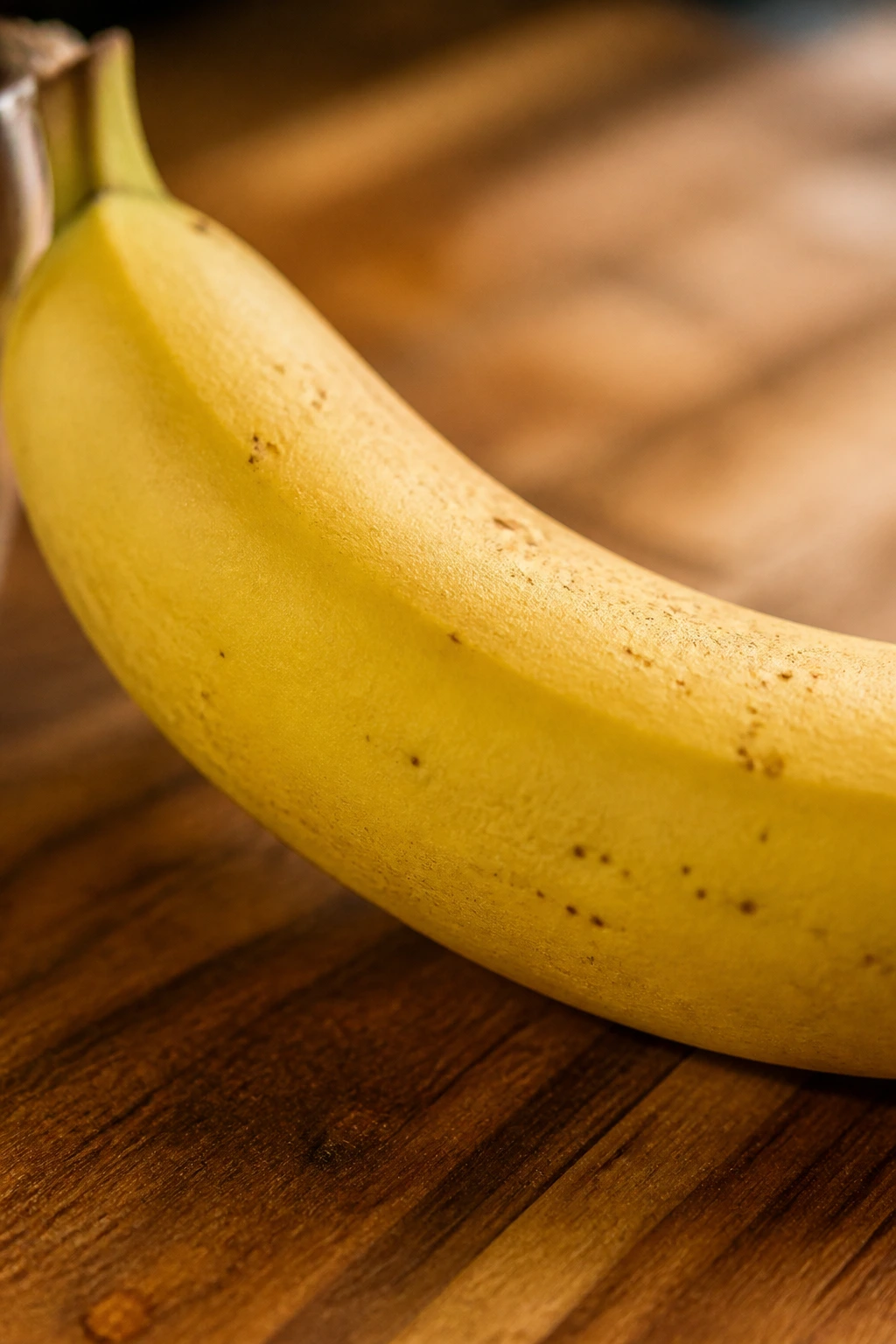 Close-up of a banana ready to eat with few brown spots