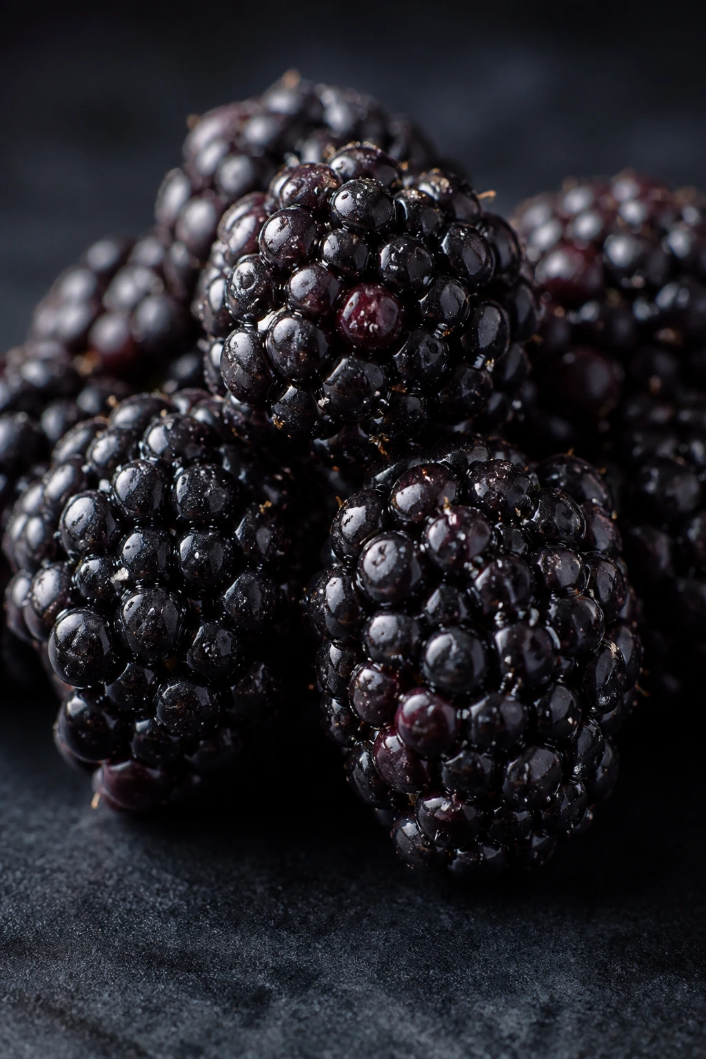 Are Blackberries Acidic Or Alkaline? All You Need To Know 2 Cluster of dew-kissed blackberries on slate background.