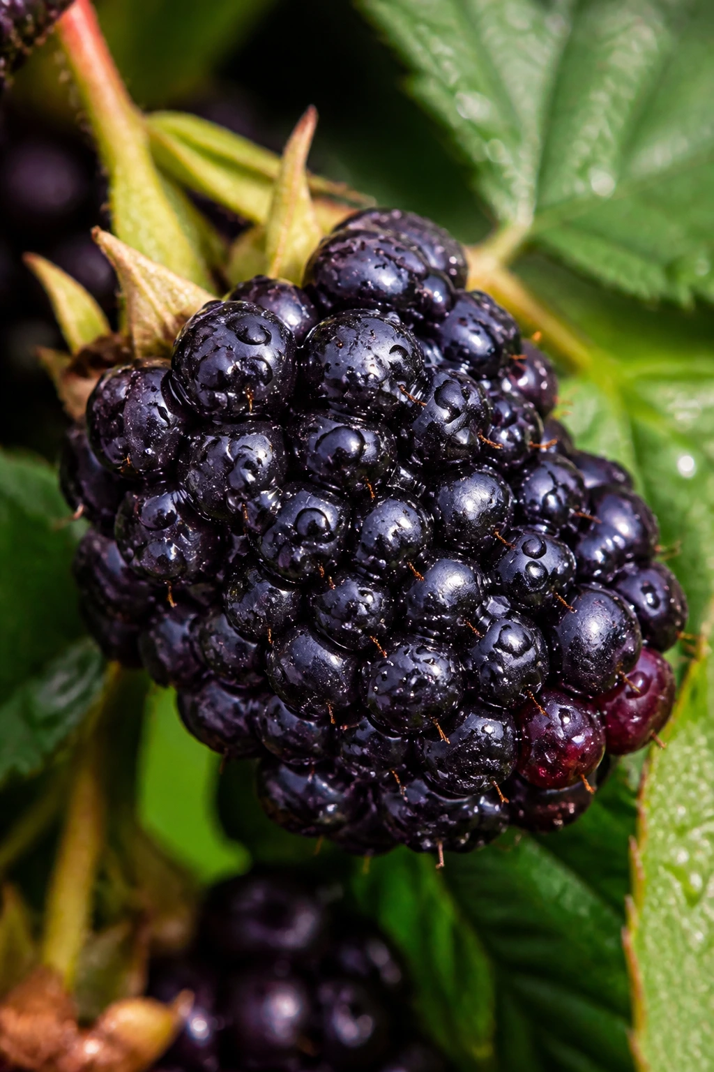 Why Are My Blackberries So Small? 1 Close-up of a single ripe blackberry on a blackberry plant in a sunlit garden