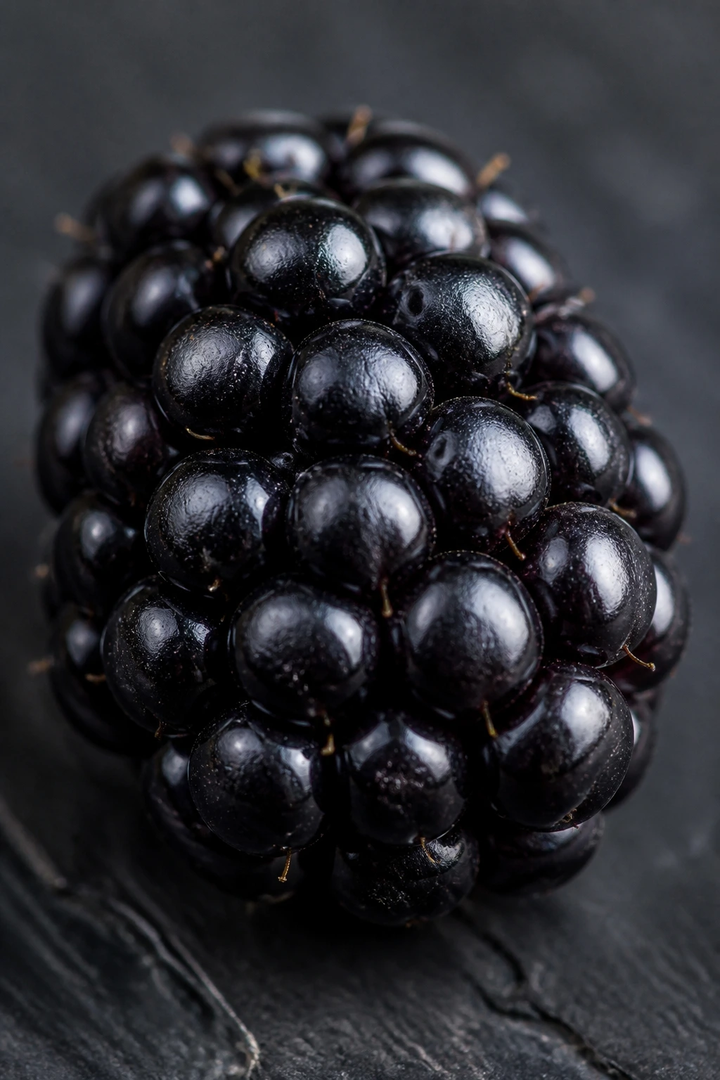 Close-up blackberry filling the frame with deep purple color