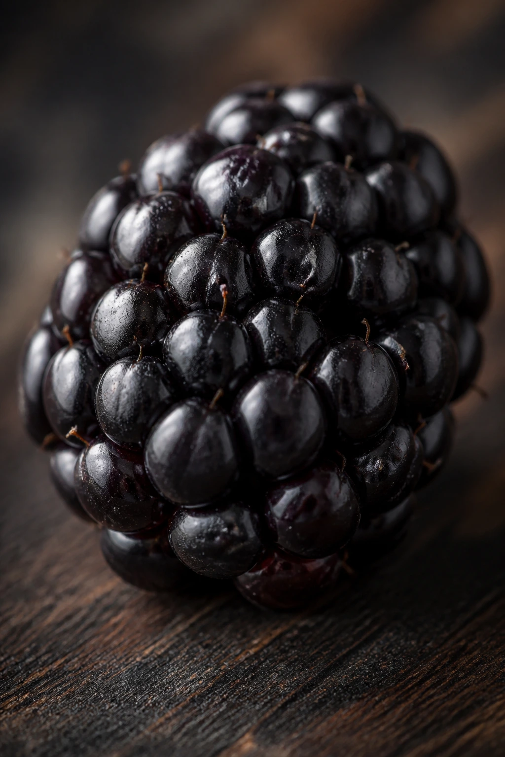 Fruity Horoscopes: What Fruit Represents Your Zodiac Sign? 8 Macro shot of a single deep-purple blackberry on a dark wooden surface