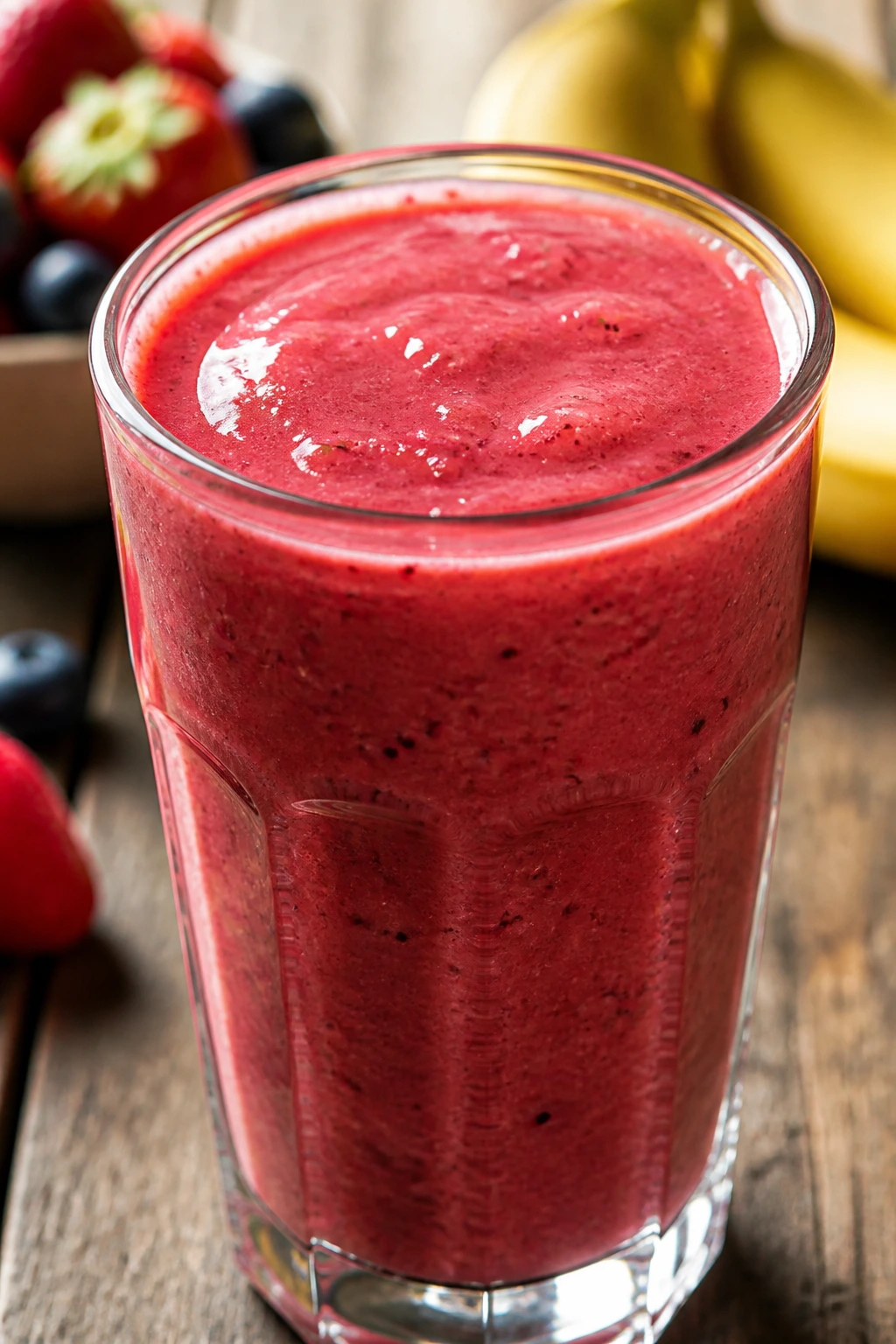 Does Blending Fruits Increase Blood Sugar Levels? 1 Close-up of blended fruit smoothie in glass showing texture and sugar absorption concept