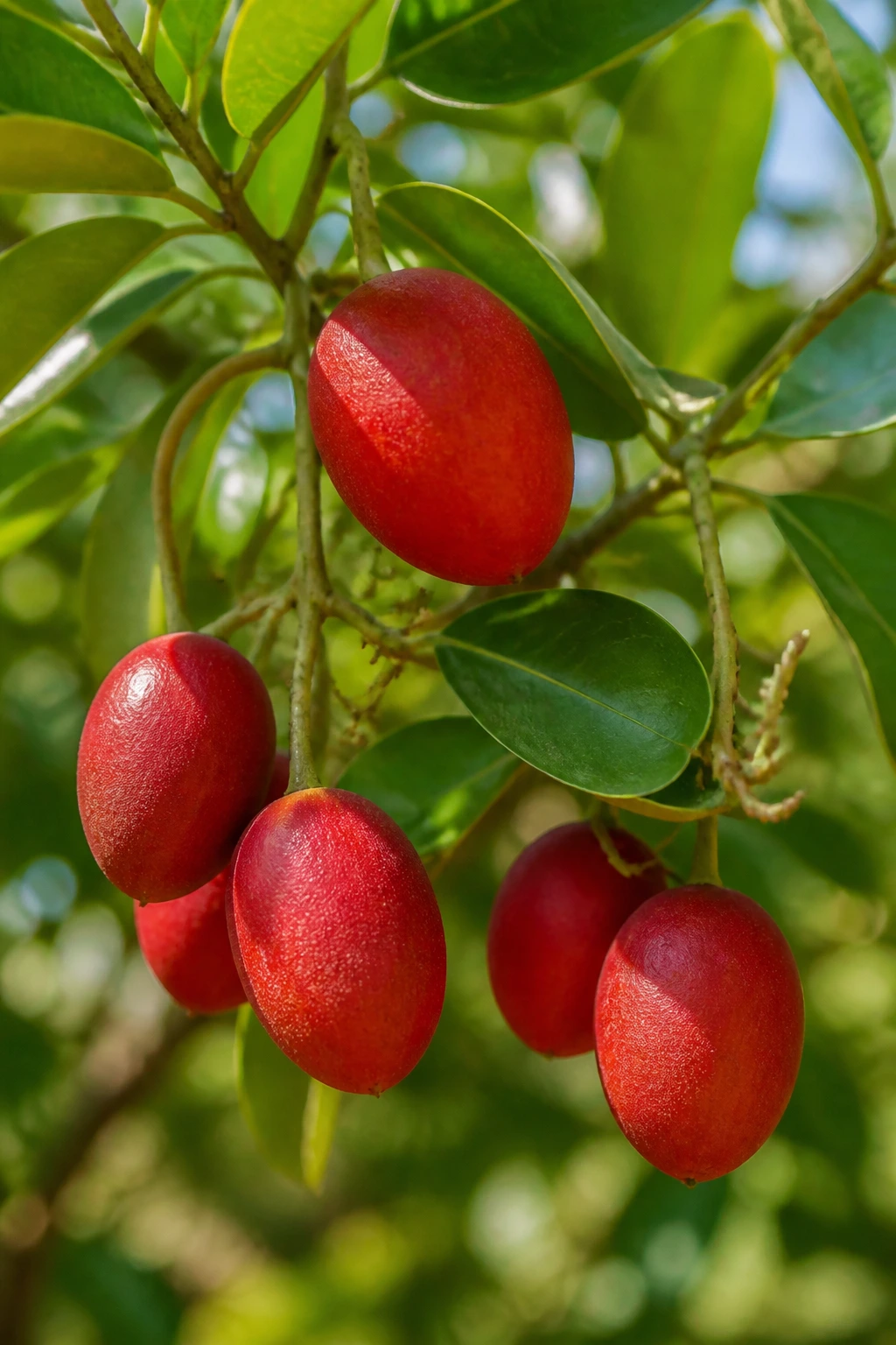 Blood Fruit on a tree branch in an orchard